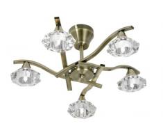 Oaks Lighting Quaid Plafonnier à 5 bras en laiton vieilli avec lampes en verre