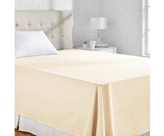 AmazonBasics 400TC Coton Sateen Infroissables Drap plane, 180 x 260 + 10 cm - Beige