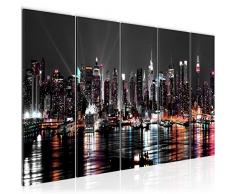 Tableau decoration murale La ville de New York 200 x 80 cm - XXL Impression sur Toile Salon Appartment 5 Parties - prêt à accrocher - 601955a