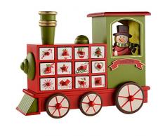 WeRChristmas Calendrier de lAvent Train en Bois Décoration de Noël, Multicolore, 30 cm