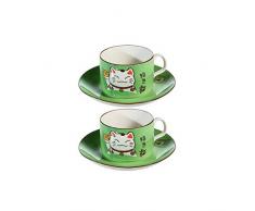 lachineuse 2 Tasses à CAFà Maneki Neko - Verte - Plaisir du Design Japonais
