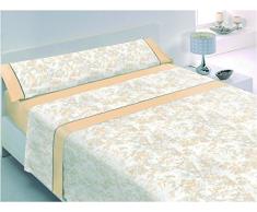 Coton Blanc Cloe Set Drap de lit, Polyester, 50% Coton, Or, Drap Plat 270Â X 270