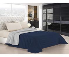 Elegant Q-1.5P Couette dÃ©tÃ© crÃ¨me, 1 Place et demie, Microfibre, Bleu foncÃ©/Gris Clair