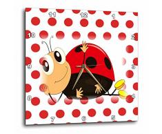 3dRose DPP 205151Â _ 3Â Impression du Sourire Coccinelle Repose sur Le Pois Rouge Horloge Murale, 15Â par 38,1Â cm