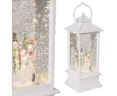 The Christmas Workshop LAtelier de NoÃ«l Bonhomme de Neige Lanterne, Blanc, Hauteur de 27.5Â cm de Large x 10.5Â cm de Profondeur
