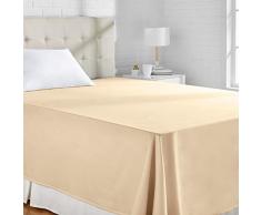 AmazonBasics 400TC Coton Sateen Infroissables Drap plane, 275 x 275 + 10 cm - Beige