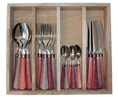 COM Amsterdam topoffice24 Lot de Couverts - 24 pièces-Coffret en Bois-Mix Toscane Vase de Couleurs