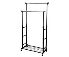 Mondex EVE74-00 Portant Double pour VÃªtements sur roulettes en MÃ©tal ChromÃ©,