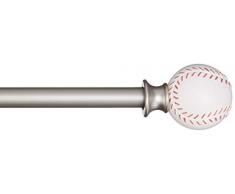 AmazonBasics Tringle Ã rideau dÃ©corative diamÃ¨tre 1,6 cm avec embouts balle de Baseball - 122 cm
