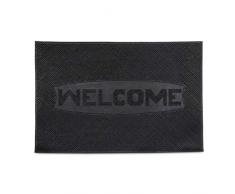 Relaxdays Paillasson 60 x 40 cm WELCOME sol antidérapant 100% caoutchouc tapis entrée intérieur extérieur, noir, 80 x 150 cm