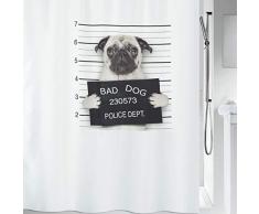 Spirella « Bad Dog » Rideau de Douche Carlin, Polyester, Noir et Blanc, 180 x 180 cm.