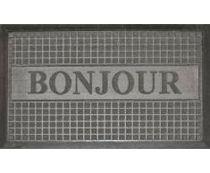 Tapis Déco Tapis dEntrée Bonjour Polypropylène/Cao Gris 75 x 45 cm