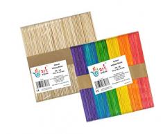 ArkCRAFT Lot de 2 x 50 bÃ¢tons de sucette 114 x 10 x 2 mm (Naturel+colorÃ©) Multicolore
