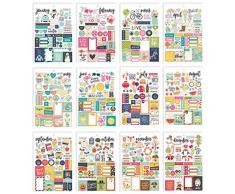 Simple Stories 7974 Lot de 12 autocollants pour agenda Multicolore Format A5