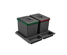 ELLETIPI Metropolis ptc28 06050 3 F C10 PPV Poubelle de tri sélectif de tiroir, Gris, 51 x 46 x 28 cm