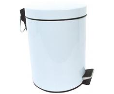 MSV 100024 Poubelle mÃ©tal Blanche 20L, Carbonique/Acier/PolypropylÃ¨ne, Blanc, 29,3 cm