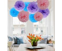 A Liittle Tree Guirlande de Pompons en Papier de Soie Ã Suspendre avec Un Petit Arbre - 9/12 piÃ¨ces - 20,3 cm + 25,4 cm