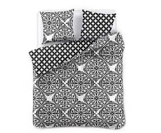 DecoKing Parure de lit 200 x 220 cm 2 taies doreiller 80 x 80 Noir Blanc Motif géométrique Carreaux Housses de Couette en Microfibre Mezmerize Hypnosis Collection