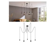 Paulmann 50389 luminaire Neordic Ketil 5 Flammes araignée Max. 5x20 Watts Lampe Suspendue Noir éclairage de Plafond Silicone, Suspension Métal E27
