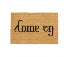 Relaxdays Paillasson en fibres de coco tapis porte entrée Come In/ Go Away double sens dessous antidérapant en caoutchouc PVC L x l 60 x 40 cm, nature