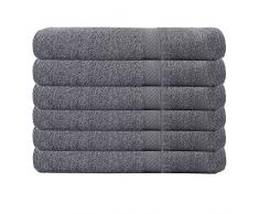 Bambinex Serviette de Bain en Coton (6 Pack, 390GSM), Graphite, 70x120 cm