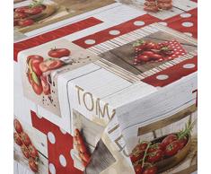Venilia Red Nappe Rouge Tomato Linge de Table Toile cirée Maintenance réduite hydrophobes, Polyester, PVC, Rondes, x 140 cm, 55019, 140 x 140 cm