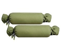 biberna 0077144 Housse de Coussin de traversin en Jersey 100% Coton, Lot de 2, 15 x 40 cm Ãpicéa, 27 x 18 x 2 cm