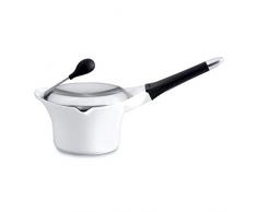Berghoff Auriga Casserole en céramique avec Couvercle avec revêtement Anti-adhésif 16 cm 1,4 L, Acier Inoxydable, Blanc, 28 x 24 x 20.5 cm