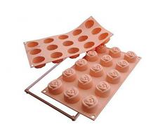 Silikomart 20.074.03.0063 SF074 Moule Forme Rose 15 Cavités Silicone Pêche