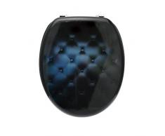 FRANDIS 191429 Abattant WC charniÃ¨res mÃ©tal, dÃ©cor Effet Cuir Noir Dim Produit : 43,8 x 37,8 cm, 38,5 x 46 x 6 cm