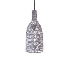 Luminaire Teva, suspension rotin, 60 W, Gris, ø 22 x H 60 cm