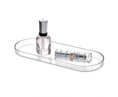 iDesign 29070EU, bac Plat en Plastique pour cosmÃ©tiques, Bijoux ou Crayons, Rangement pour clÃ©s Ovale pour entrÃ©e, Bureau, etc, Transparent, 22, 5 cm x 8, 1 cm x 1, 6 cm
