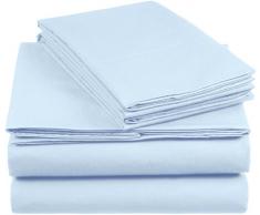 AmazonBasics Parure de lit Everyday : Housse de Couette en coton, Bleu 140 x 200 cm & 2 Taies 65 x 65 cm