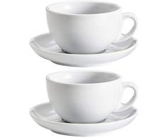 Viva Haushaltswaren Lot de 2 Tasses Ã Cappuccino en Porcelaine Ã©paisse Blanche 0.28L