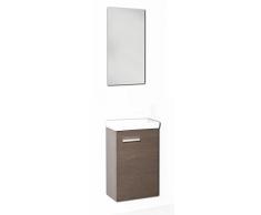 Baikal 24010097 Meuble lave mains avec lavabo et miroir pour toilettes Coloris Bois / Café