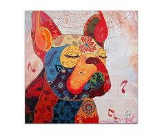 Arte Dal Mondo AS368X1 Bouledogue Francaise Pop Art estampe Moderne Faite à la Main sur Toile avec Chassis, Acrylique, Multicolore, 80 x 3,5 x 80 cm