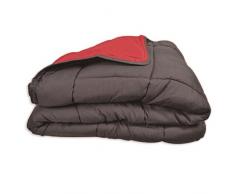 Couette bicolore Polyester Gris/Rouge 240 x 260 cm - POYET MOTTE - Gamme CALGARY