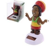 Puckator FF68 Figurine Solaire Rasta, Plastique, Marron/Noir/Rouge/Jaune/Vert, 5,5 x 5 x 10 cm