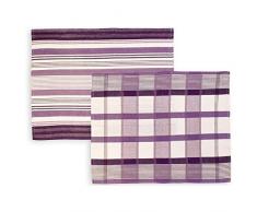 Soleil dOcre 712025 Paella Lot de 2 Torchons Jacquard Coton Violet 50 x 70 cm