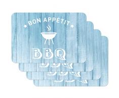 Venilia Set de table BBQ BOIS BLEUTÃ, 45 x 30 cm, 4 pcs, antidÃ©rapant rÃ©siste Ã la chaleur et fait, PolypropylÃ¨ne, 59093