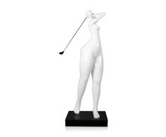 Arte Dal Mondo D8123PW Golfeuse Sculpture figurative Moderne en rÃ©sine laquÃ©e avec Base en marbre, White, 84x37x23 cm