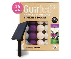 Guirlande dextérieur boules lumineuses LED - Ãtanche IP65 - Panneau solaire haut rendement - ON/OFF automatique - Nouveau modèle Purple