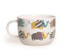 Excelsa Animals Tasse Jumbo, 450 ML, Porcelaine, Blanc Ãléphant 11x11x8.1 cm Blanc/Multicolore