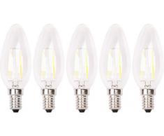 XQ-Lite Ampoule bougie LED à incandescence à filament E14â2 W remplace 20 W, 200 lm, Blanc Chaud, xq1402, E14, 2 wattsW