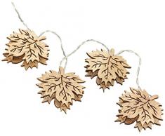 HEITMANN DECO - Guirlande Ã©lectrique avec Feuilles dÃ©rable en Bois Naturel - Guirlande dÃ©corative Lumineuse dautomne avec 8 LEDs - alimentÃ©e par Pile ; pour intÃ©rieur