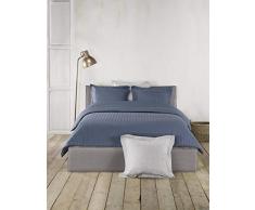 De Witte Lietaer Parure Zygo Indigo Housse de Couette + 2 Taies dOreiller avec Volant Coton PeignÃ© Bleu Marine 260 x 220 cm