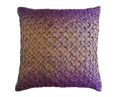 Nitin Goyal Coussin SmockÃ© Ã la main Lavande/Or 40 cm x 40 cm