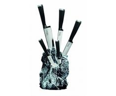 Warimex 8922 Bloc porte-couteaux Stoneline Excalibur avec 5 couteaux de cuisine en acier inoxydable (1 couteau de chef de 34 cm + 1 couteau Ã pain de 33,5 cm+ 1 couteau pour trancher de 34 cm + 1 couteau Ã prÃ©parer de