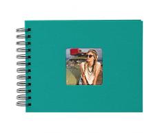 Goldbuch Album Photo à Spirales avec découpe de limage, Pages Noires, Couverture de qualité supérieure en Papier texturé Effet Lin, Papier, Turquoise, 24x17 cm