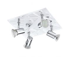 EGLO 93178 Plafonnier Ã spots, MÃ©tal, GU10, Chrome, Blanc